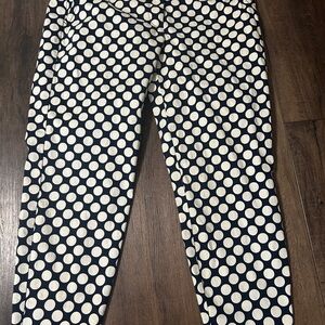 J.Crew City Fit Stretch Polka Dot Capri Pants - Navy & White, Size 14 *